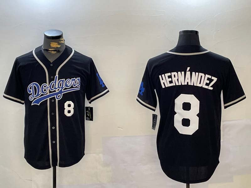LA.Dodgers #8 Enrique Hernndez Black Cool Base Stitched Baseball Jerseys Player Game Jersey