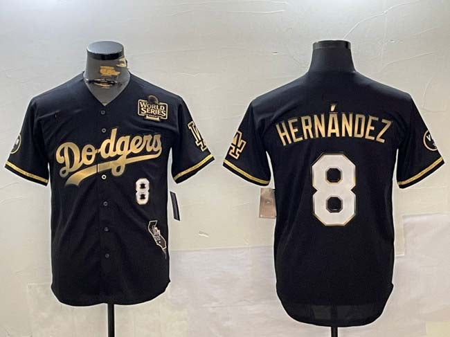 LA.Dodgers #8 Enrique Hernndez Player Black Gold Vapor Premier Limited Stitched Baseball Jerseys