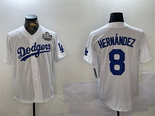 LA.Dodgers #8 Enrique Hernndez Player White Cool Base Stitched Baseball Jerseys