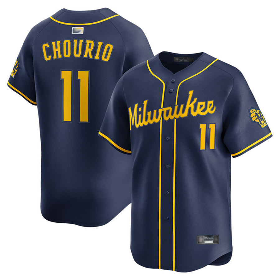 M.Brewers #11 Jackson Chourio Player Navy Home Limited Baseball Jerseys