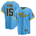 M.Brewers #15 Oliver Dunn Player Light Blue City Connect Baseball Jerseys
