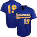 M.Brewers #19 Robin Yount Player Royal Cooperstown Mesh Batting Practice Baseball Jerseys