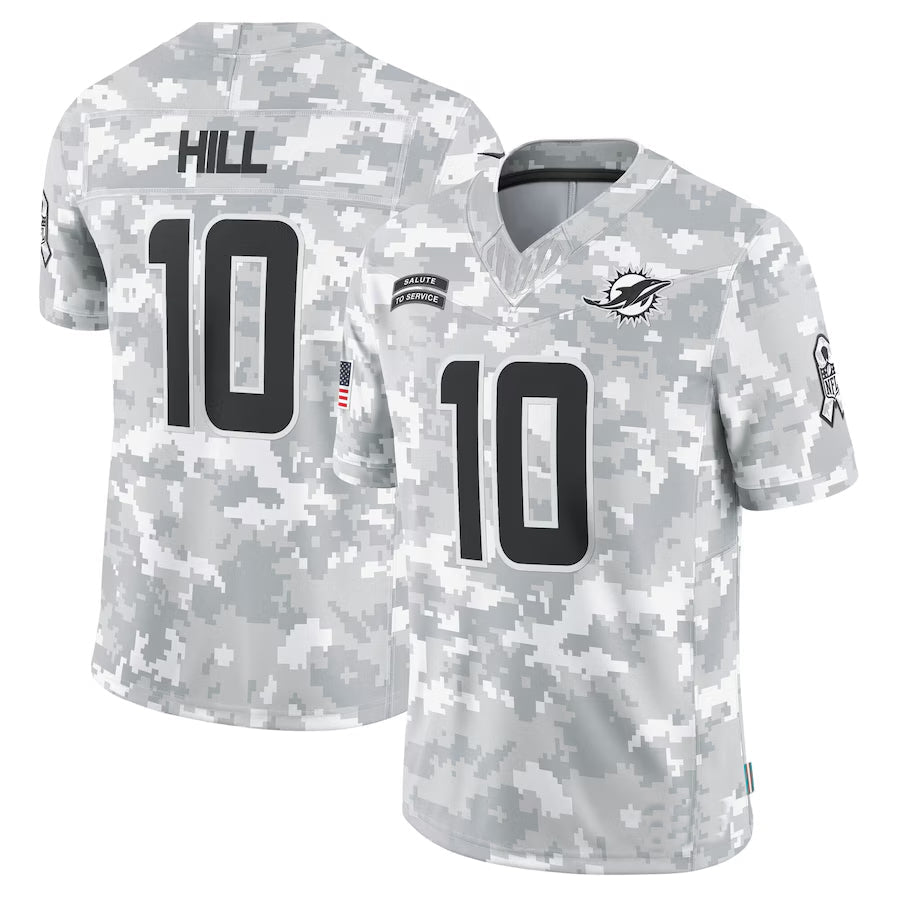 M.Dolphins #10 Tyreek Hill Player Arctic Camo Salute to Service Limited Football Jerseys