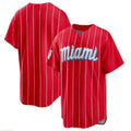 M.Marlins Blank Player Stitches Black Team Button-Down Raglan Replica Baseball Jerseys