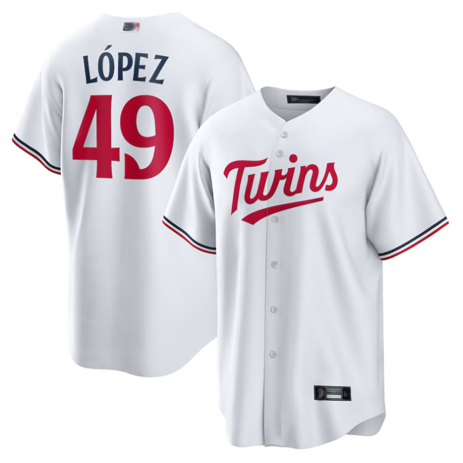 M.Twins #49 Pablo Lopez Player White Home Replica Baseball Jerseys