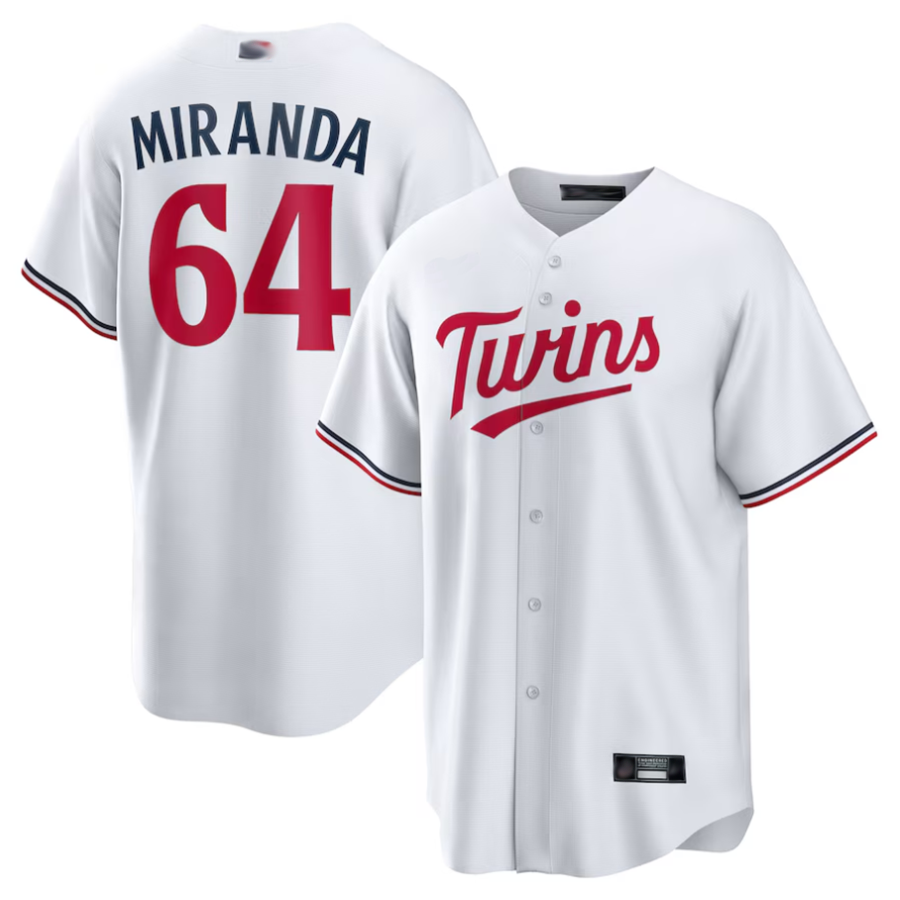 M.Twins #64 Trevor Larnach Player White Home Replica Baseball Jerseys
