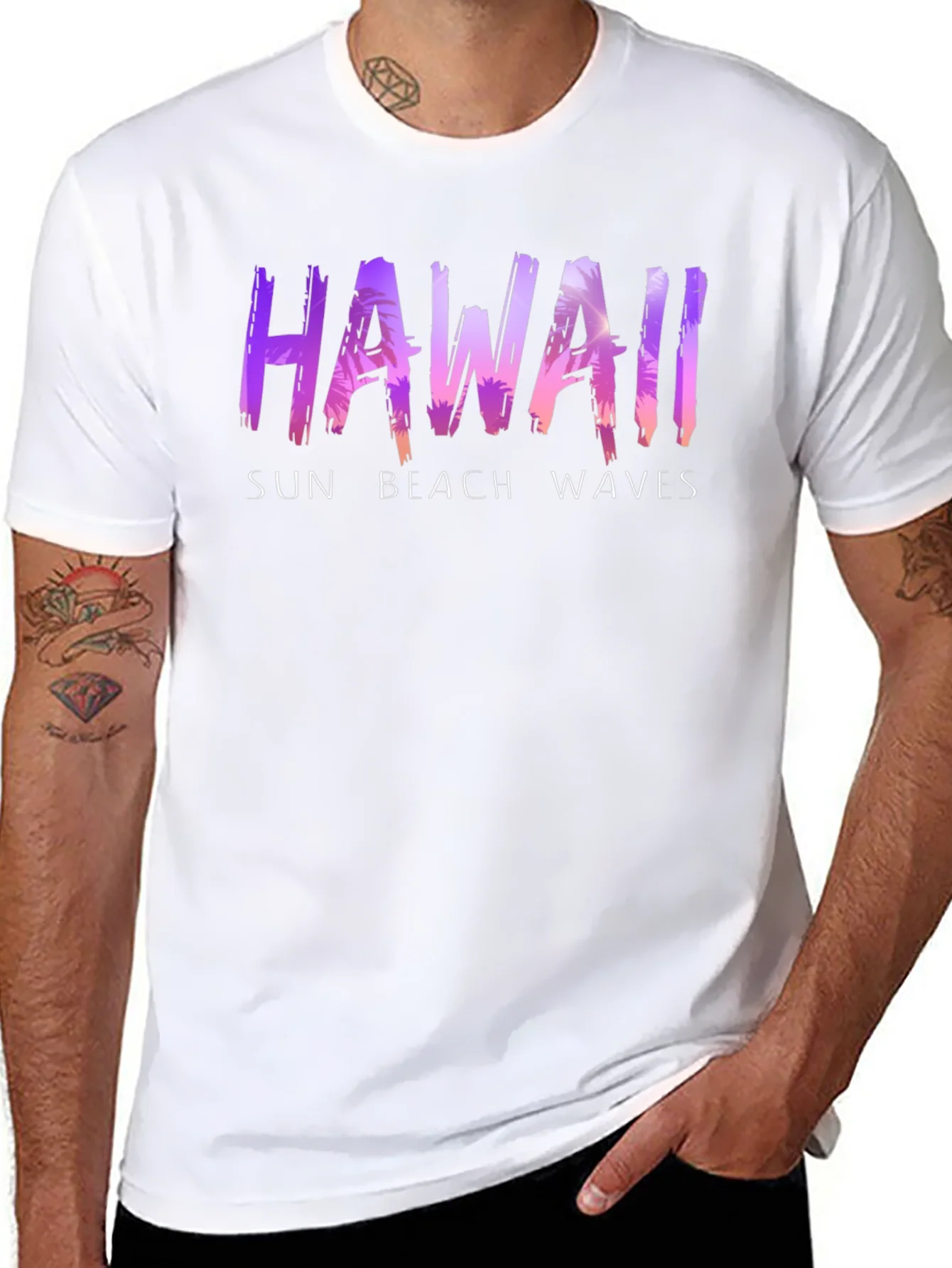 Hawaii Sun Beach Waves Graphic T-Shirt