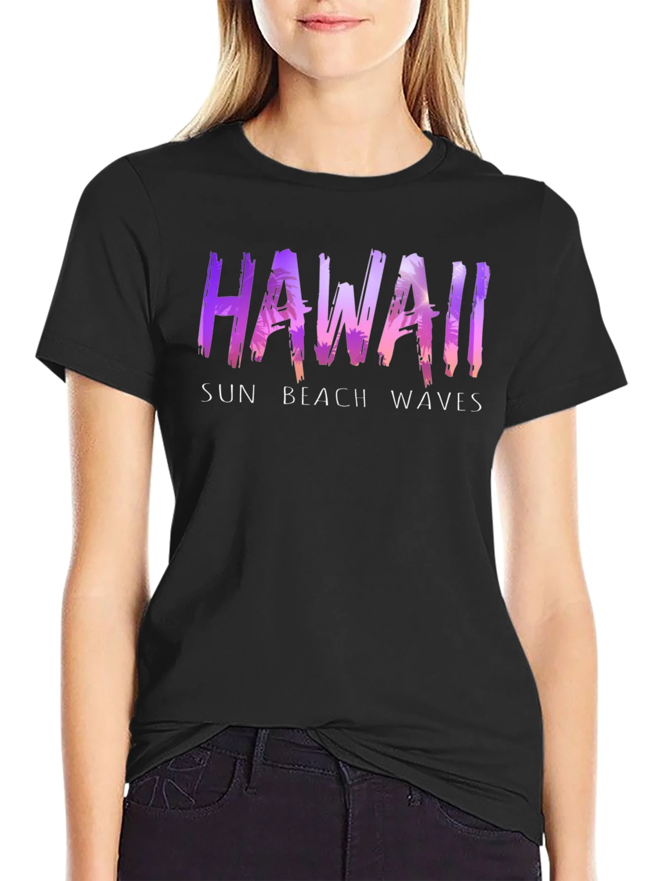 Hawaii Sun Beach Waves Graphic T-Shirt