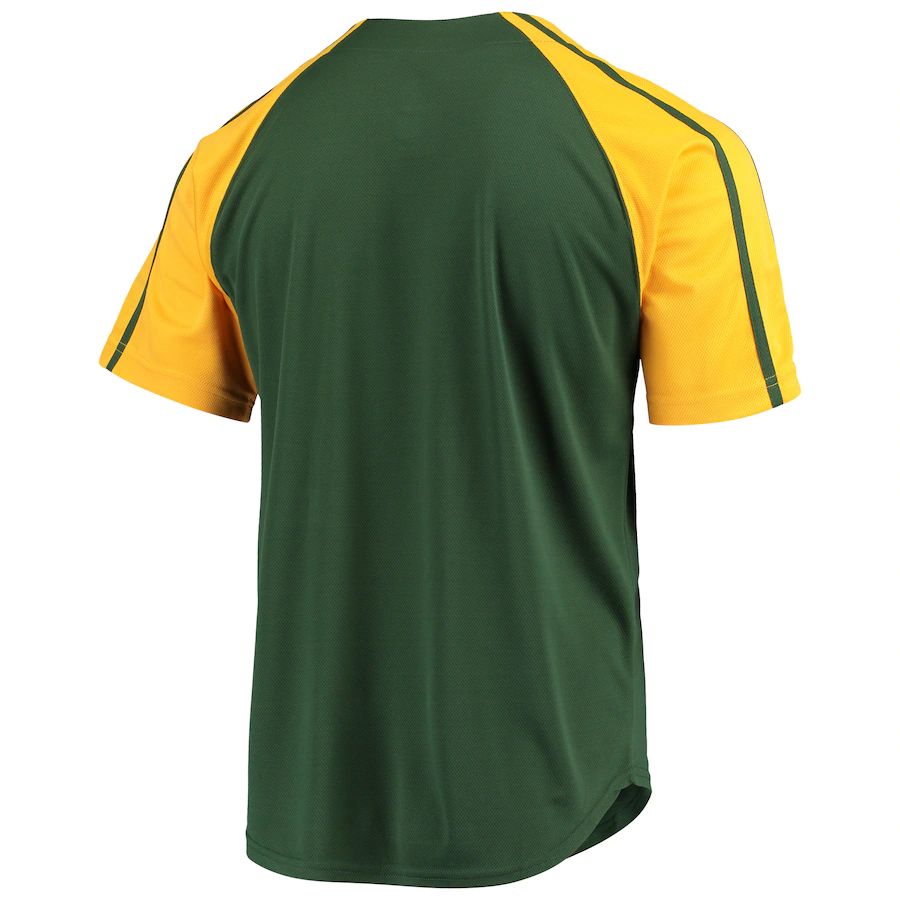 Athletics Blank Player Green Button-Down Raglan Replica Baseball Jerseys