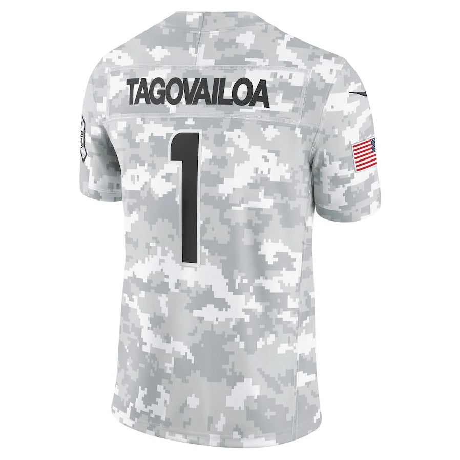 M.Dolphins #1 Tua Tagovailoa Player Arctic Camo Salute to Service Limited Stitched American Football Jerseys