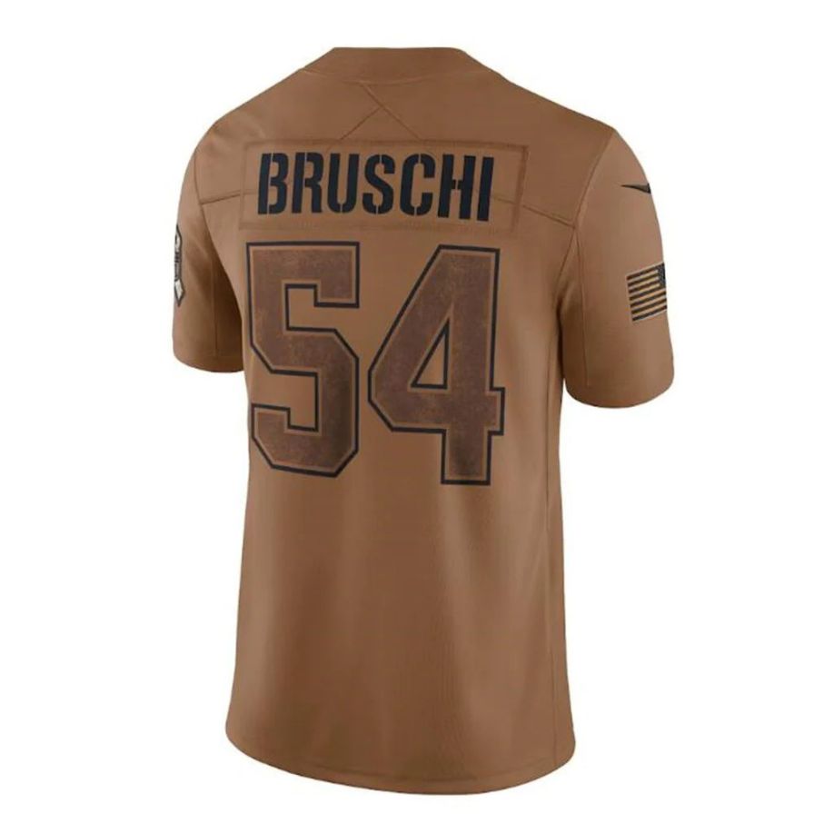 #54 Tedy Bruschi Player NE.Patriots Brown Salute To Service Retired Player Limited Football Jerseys