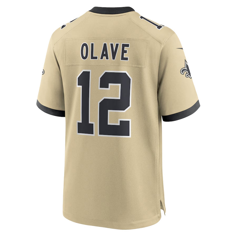 NO.Saints #12 Chris Olave Player Gold Alternate Game Football Jerseys