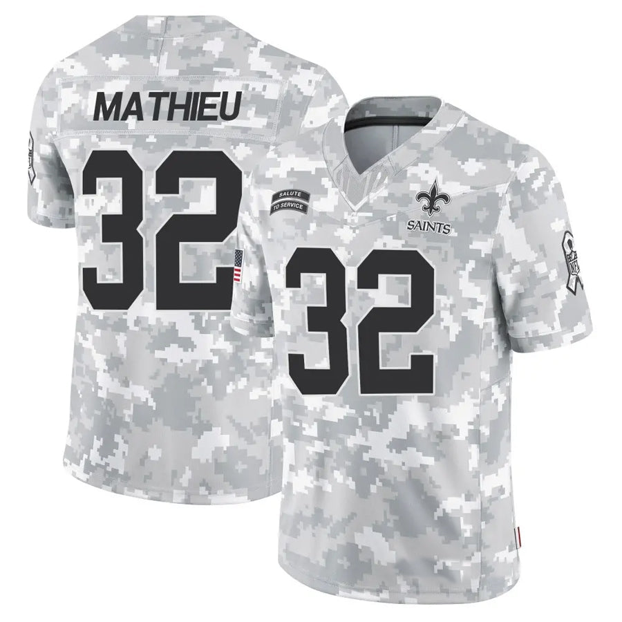 NO.Saints #32 Tyrann Mathieu Player Arctic Camo Salute to Service Limited Football Jerseys