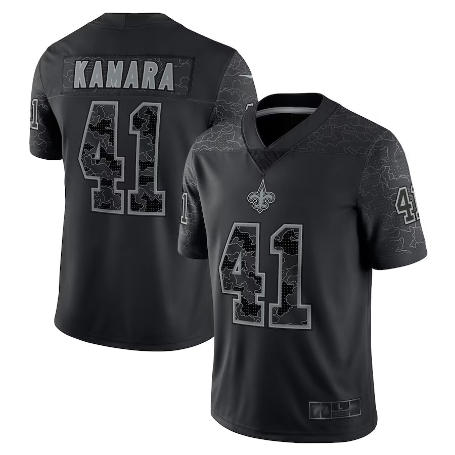 NO.Saints #41 Alvin Kamara Player Black RFLCTV Limited Football Jerseys