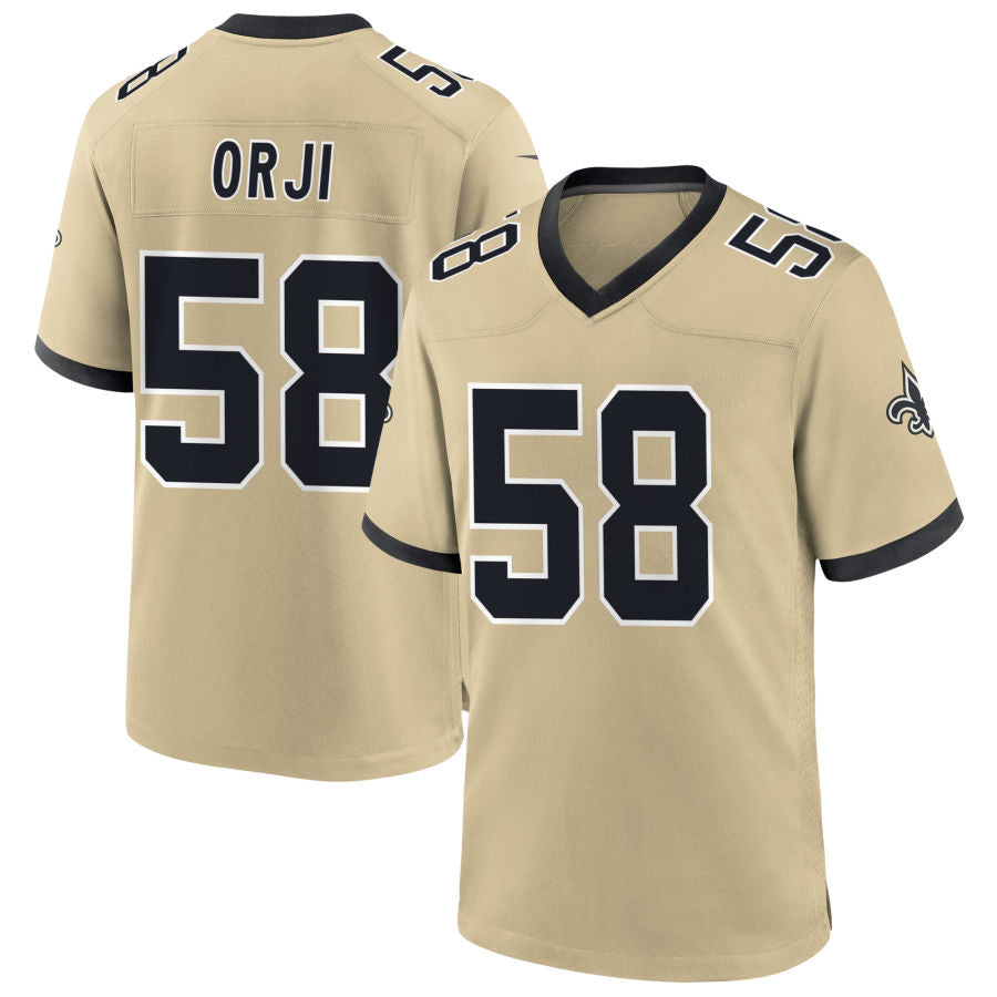NO.Saints #58 Anfernee Orji Player Gold Alternate Game Football Jerseys