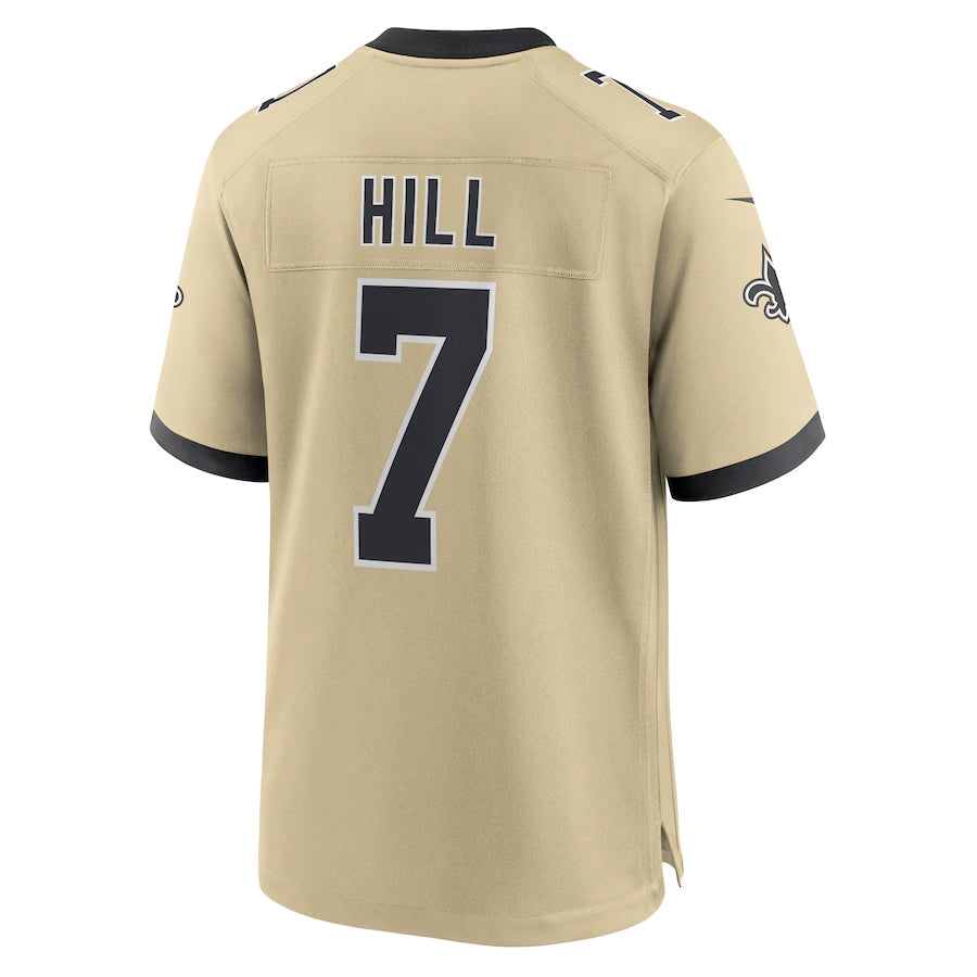 NO.Saints #7 Taysom Hill Player Gold Alternate Game Football Jerseys