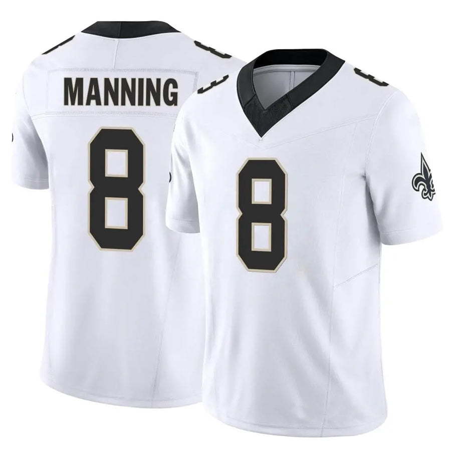 NO.Saints #8 Archie Manning Player White Vapor F.U.S.E. Limited Football Jerseys