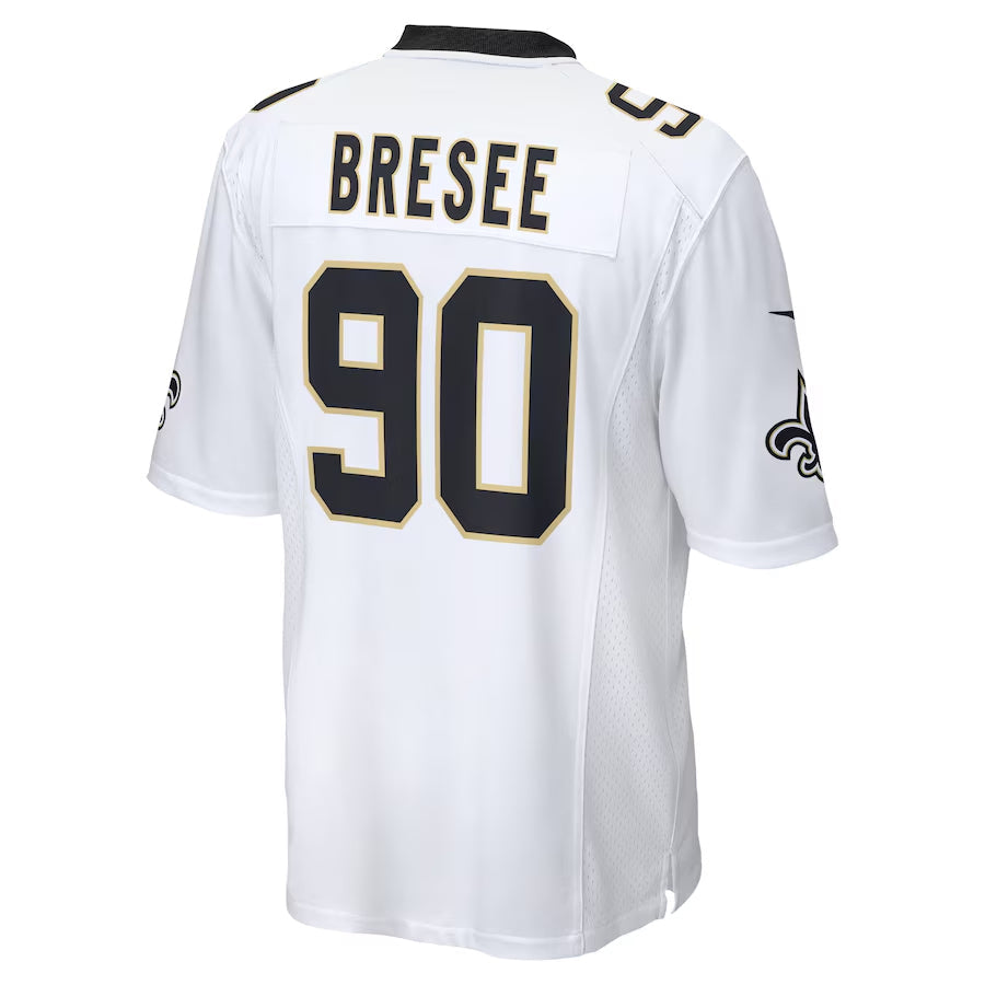 NO.Saints #90 Bryan Bresee Player White Home Game Football Jerseys