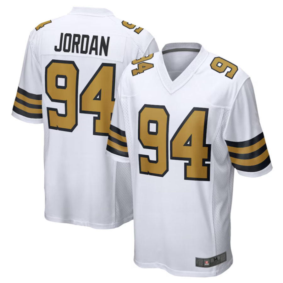 NO.Saints #94 Cameron Jordan Player White Alternate Game Football Jerseys