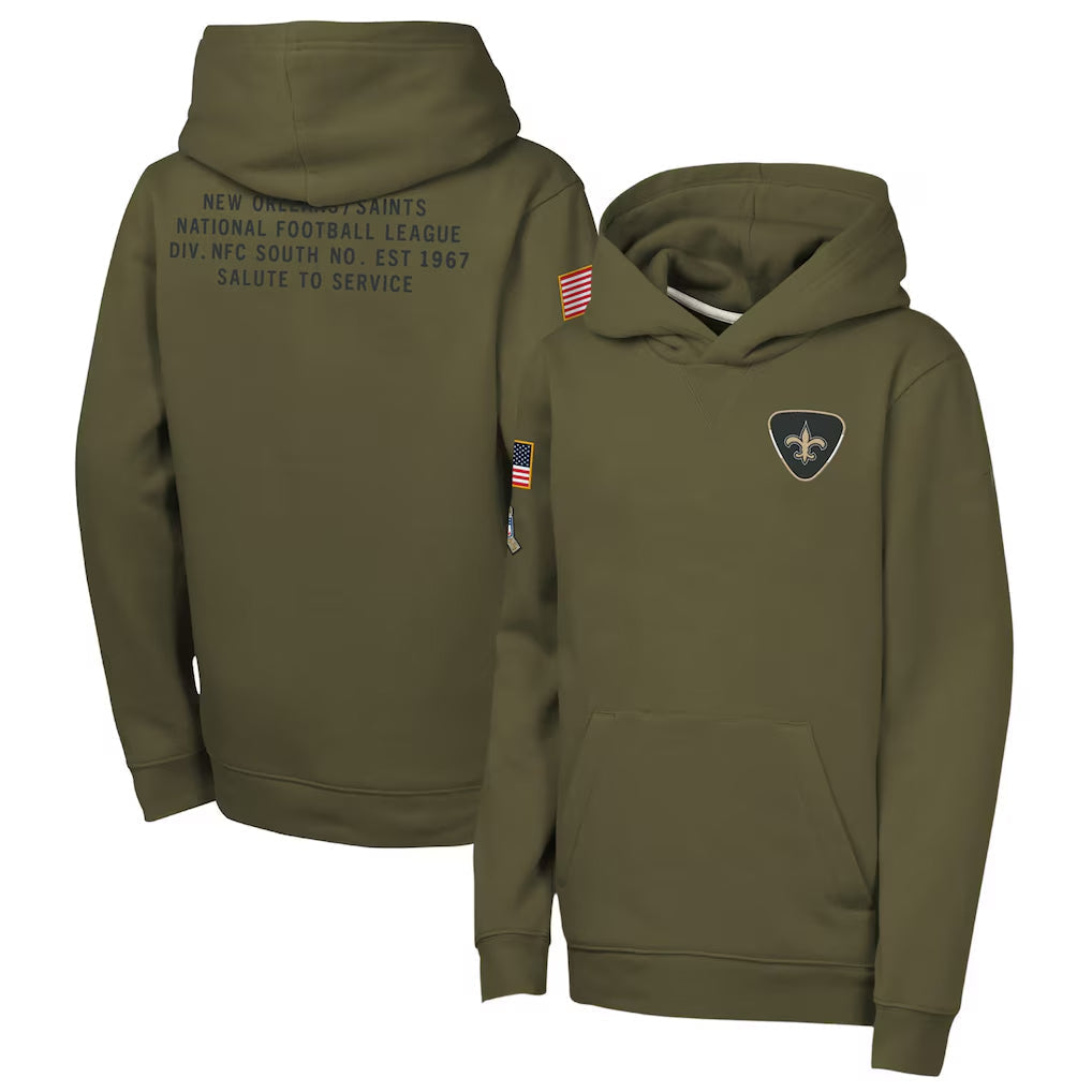 NO.Saints Player Olive Salute to Service Club Fleece Hoodie Football Jerseys