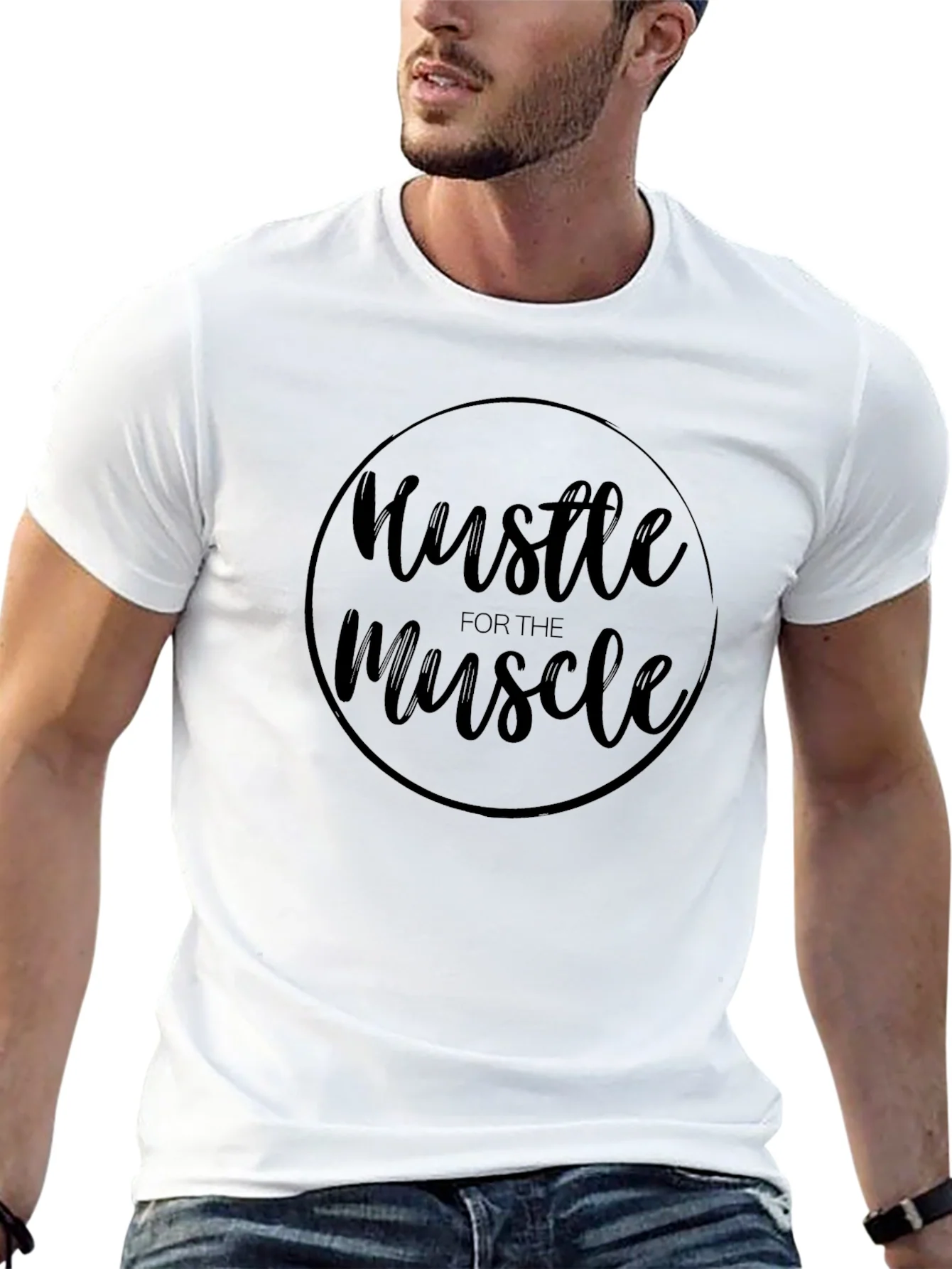 Hustle for the Muscle Black Graphic Tee
