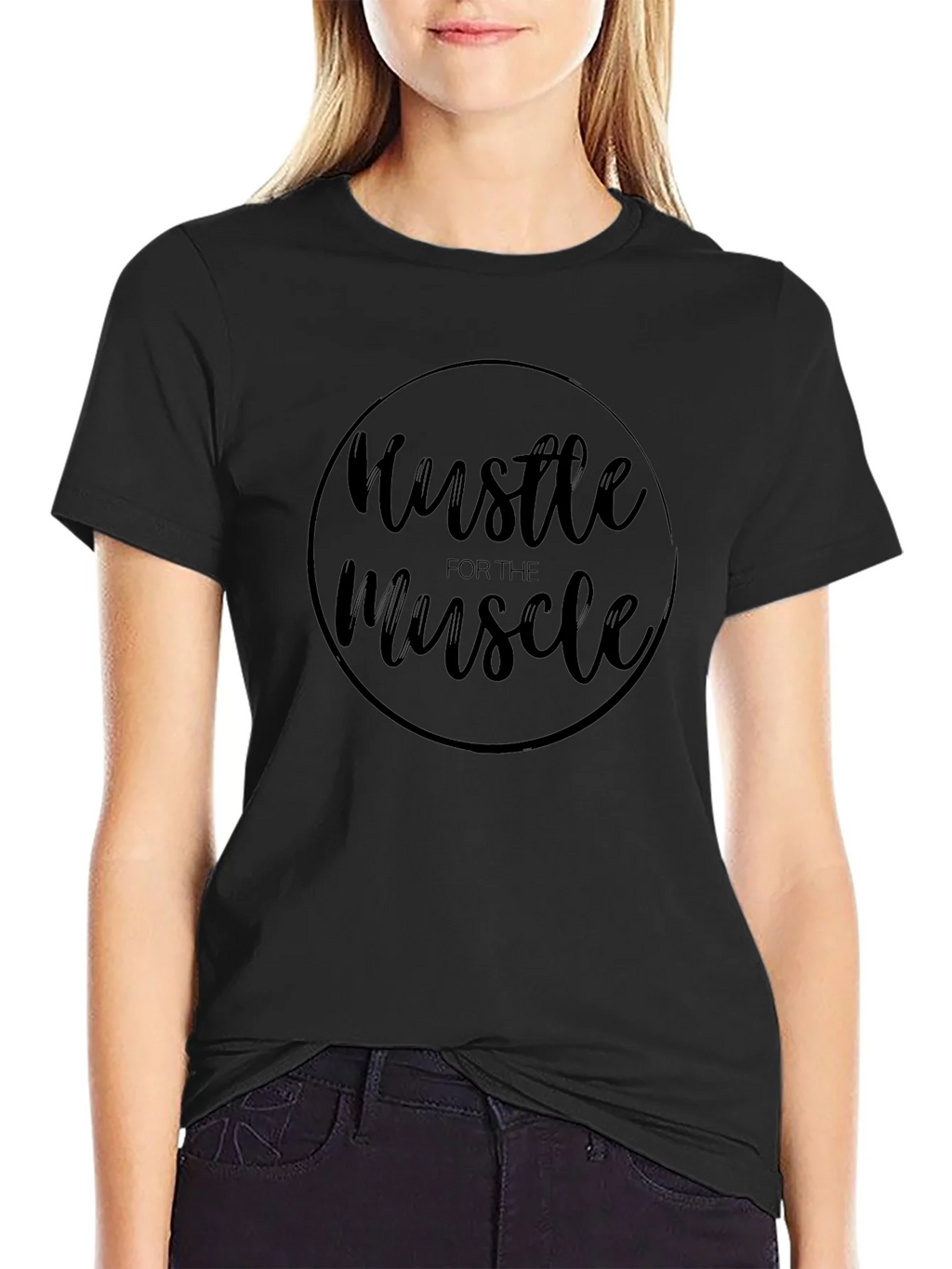 Hustle for the Muscle Black Graphic Tee