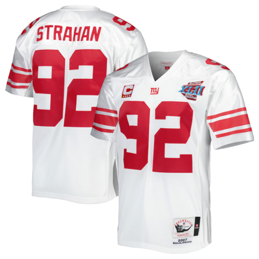 NY.Giants #92 Michael Strahan White Authentic Throwback Retired Player Jersey Stitched American Football Jerseys
