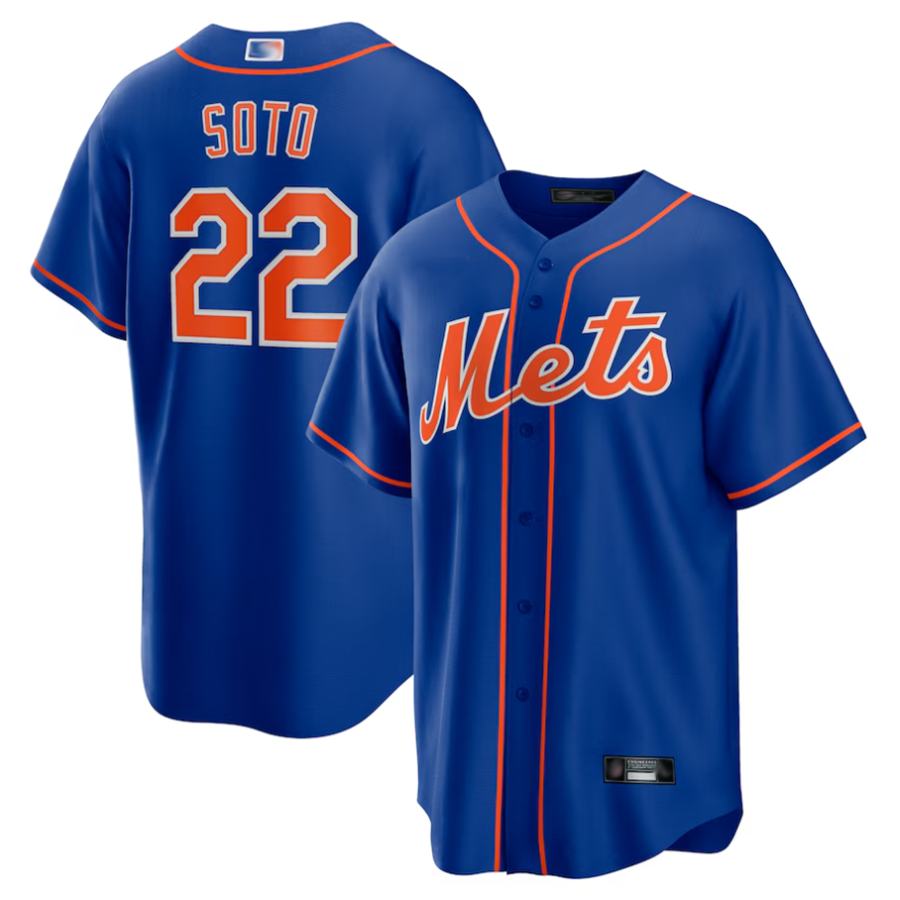 NY.Mets #22 Juan Soto Player Royal Replica Baseball Jerseys