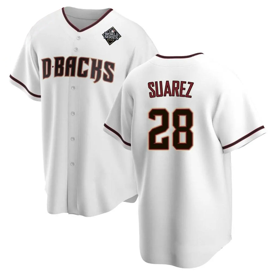 A.Diamondbacks #28 Eugenio Suarez Player White Replica Home World Series Baseball Jerseys
