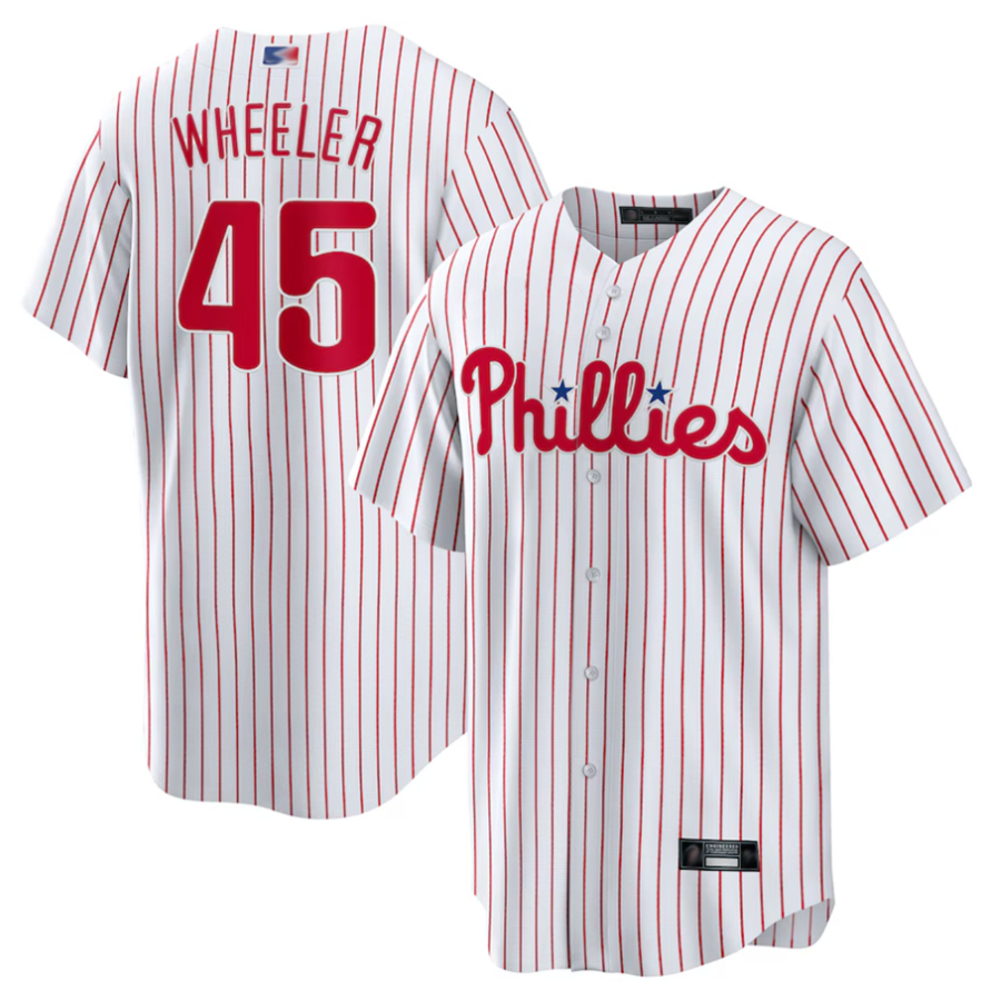 P.Phillies #45 Zack Wheeler Player White Home Replica Baseball Jerseys