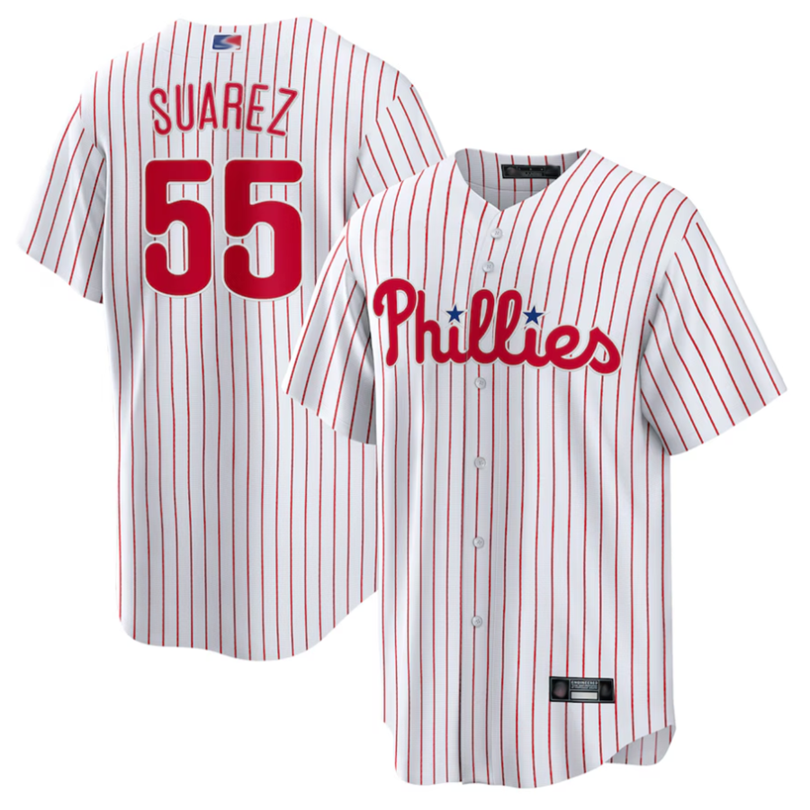 P.Phillies #55 Ranger Surez Player White Home Replica Baseball Jerseys