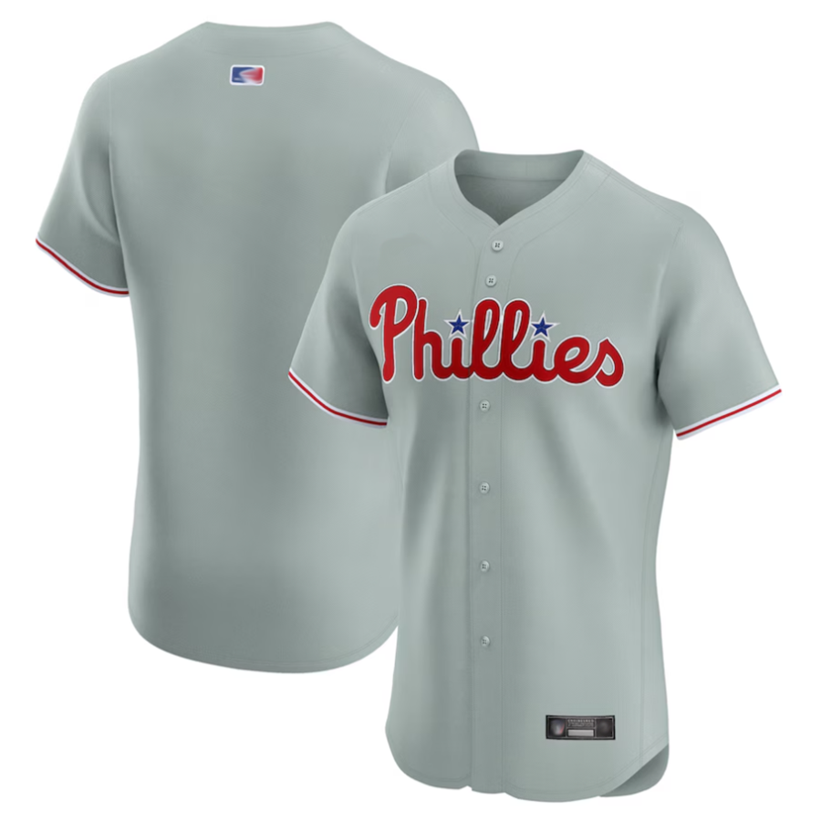 P.Phillies Blank Player Gray Road Elite Baseball Jerseys