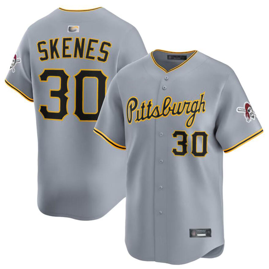 P.Pirates #30 Paul Skenes Player Gray Road Limited Baseball Jerseys