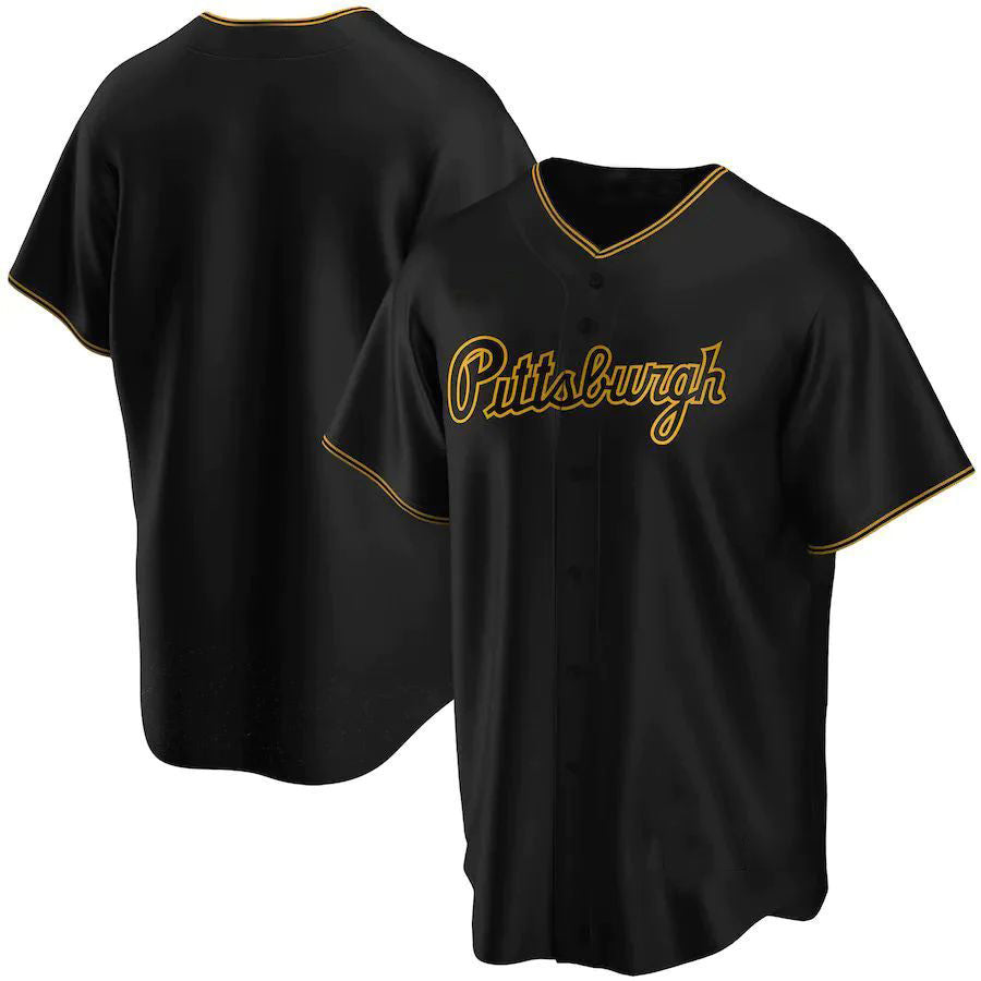 P.Pirates Black Replica Team Blank Player Baseball Jerseys