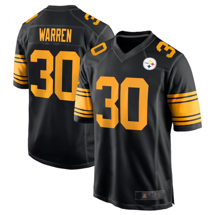 #30 Jaylen Warren Player P.Steelers Black Alternate Game Football Jerseys