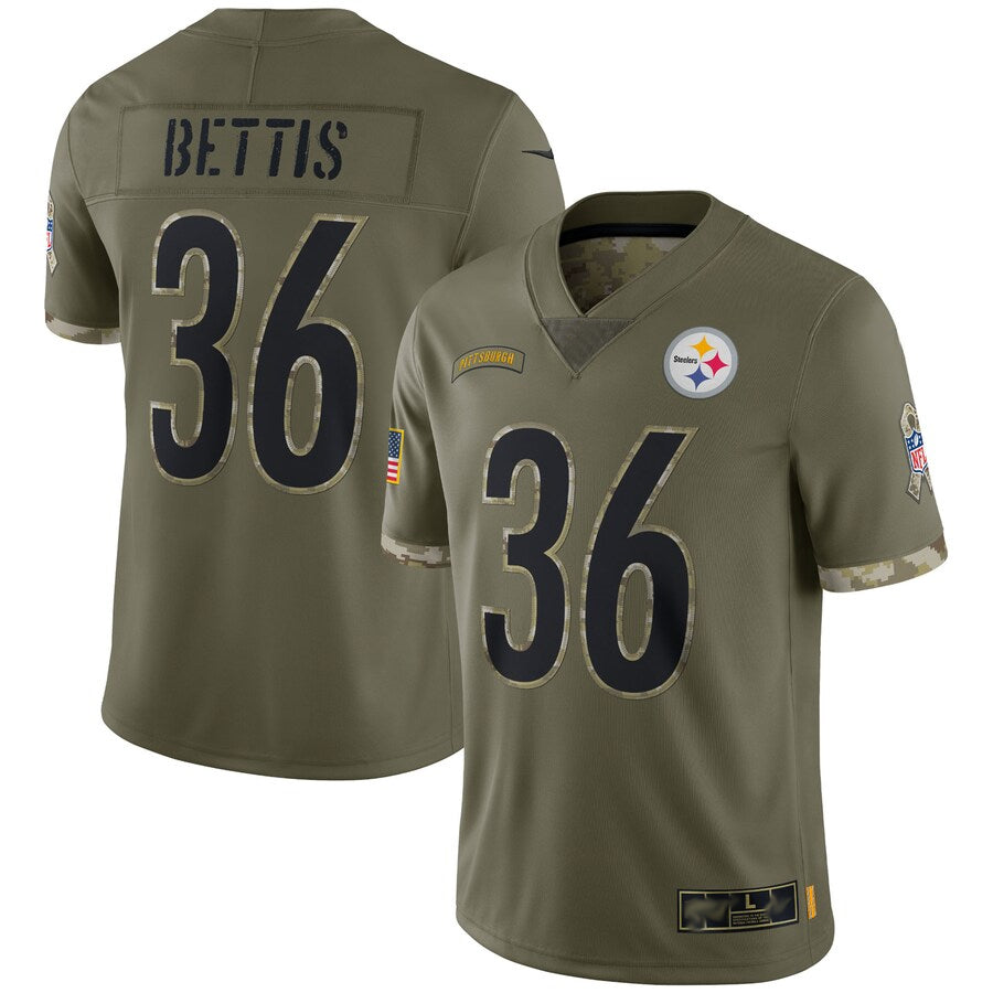 P.Steelers #36 Jerome Bettis Player Salute To Service Limited Olive Football Jerseys