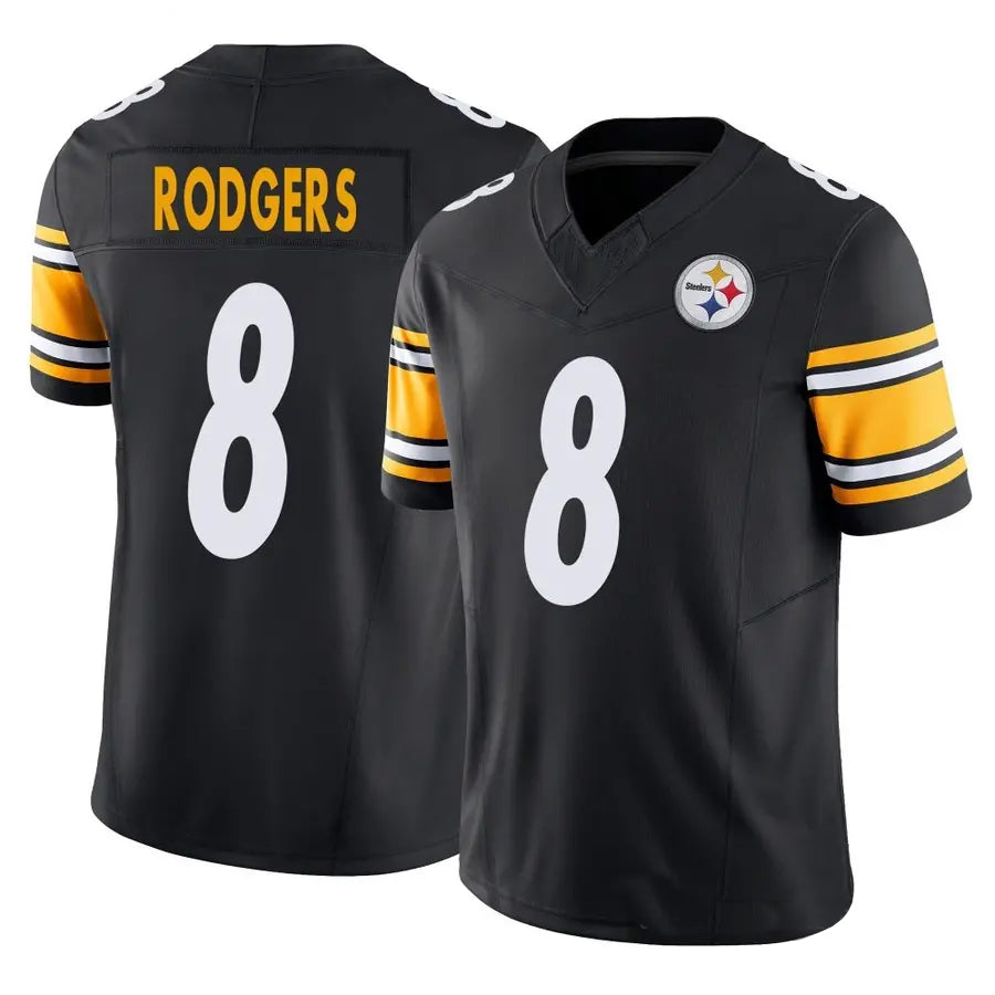P.Steelers #8 Aaron Rodgers Player Black Vapor F.U.S.E. Limited Football Jerseys
