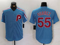 P.Phillies #55 Ranger Surez Player Game Jersey Blue Cool Base Stitched Baseball Jerseys
