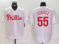 P.Phillies #55 Ranger Surez Player Game Jersey White Cool Base Stitched Baseball Jerseys