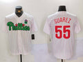 P.Phillies #55 Ranger Surez White Green Player Game Jersey Cool Base Stitched Baseball Jerseys