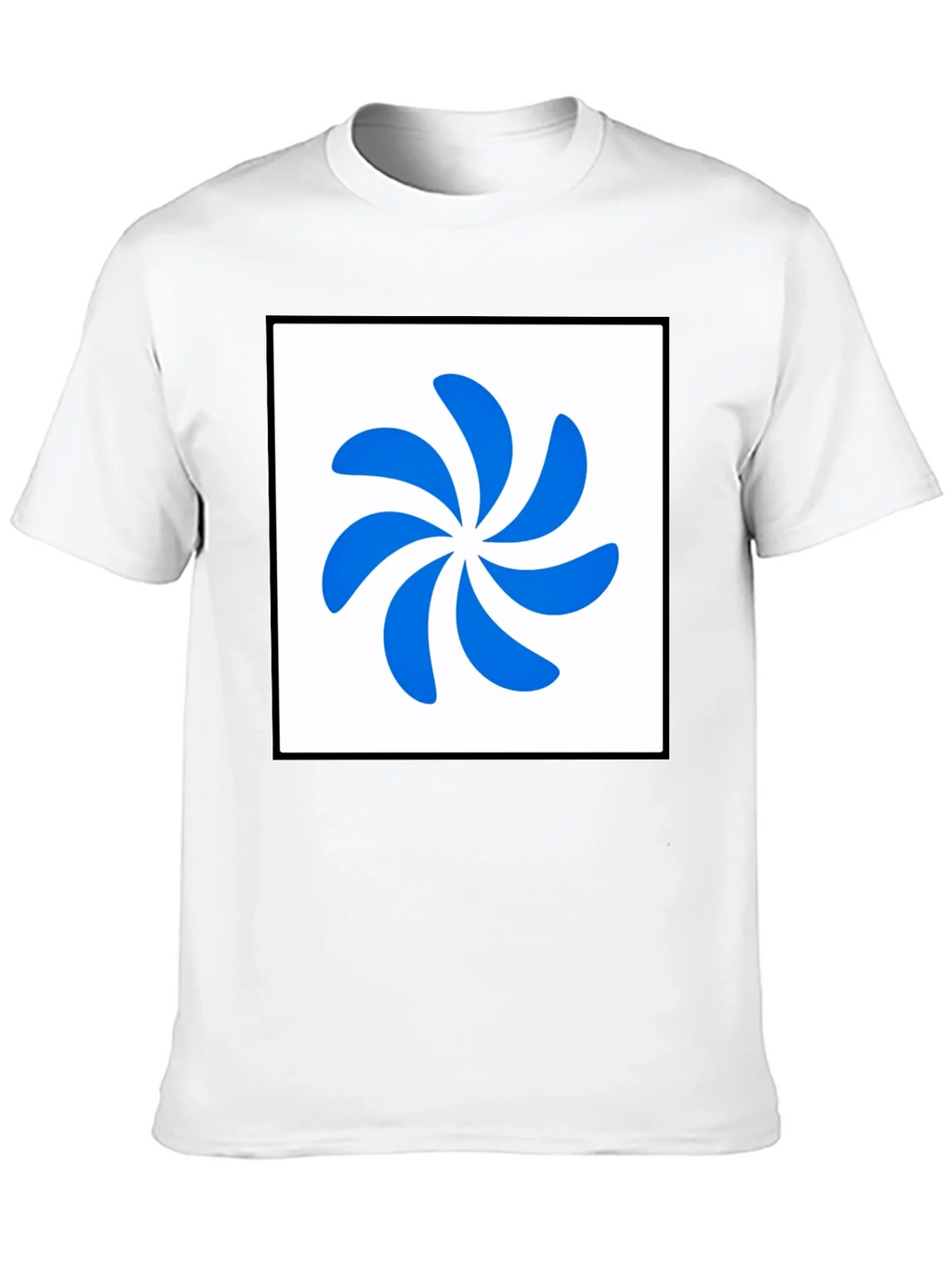 Stylish Black T-Shirt with Abstract Blue Swirl Design