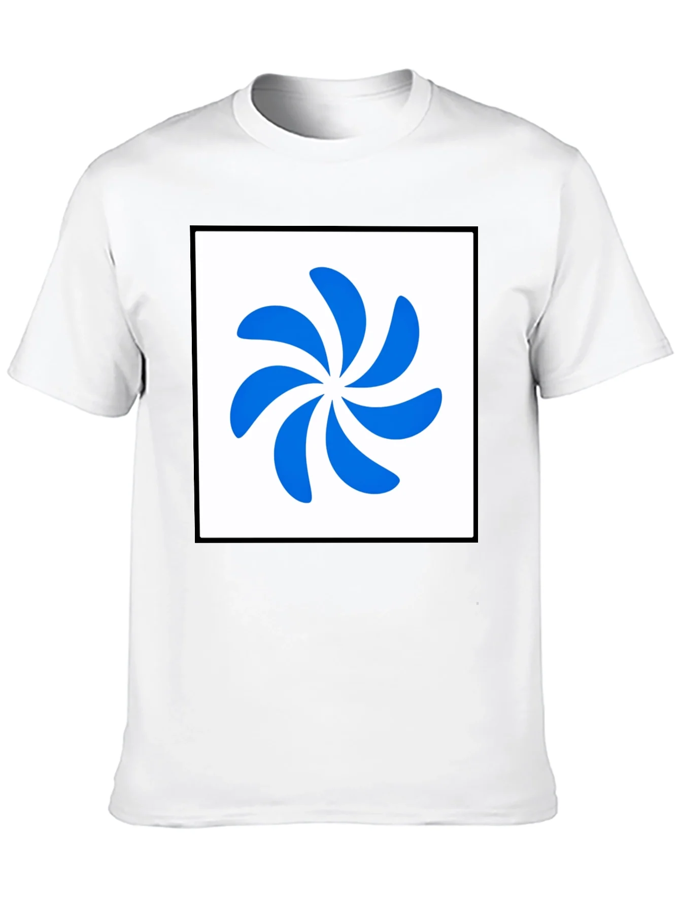 Stylish Black T-Shirt with Abstract Blue Swirl Design