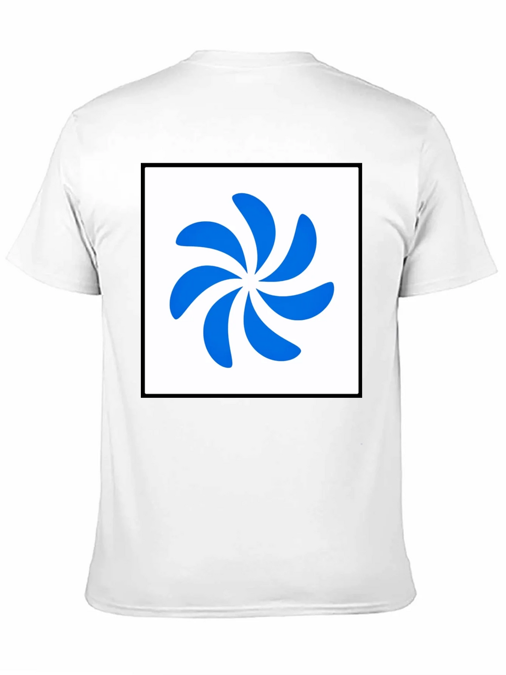 Stylish Black T-Shirt with Abstract Blue Swirl Design