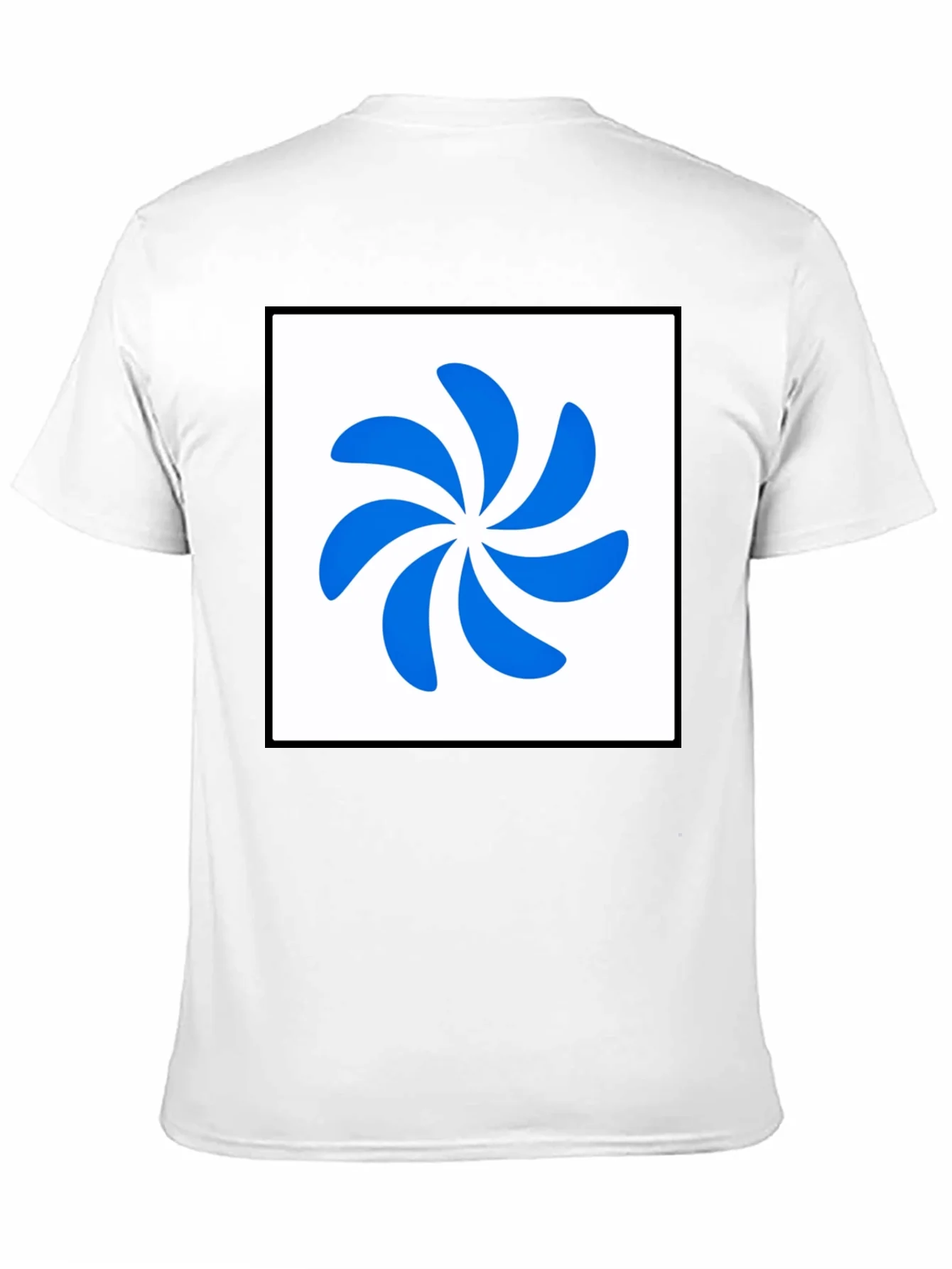 Stylish Black T-Shirt with Abstract Blue Swirl Design
