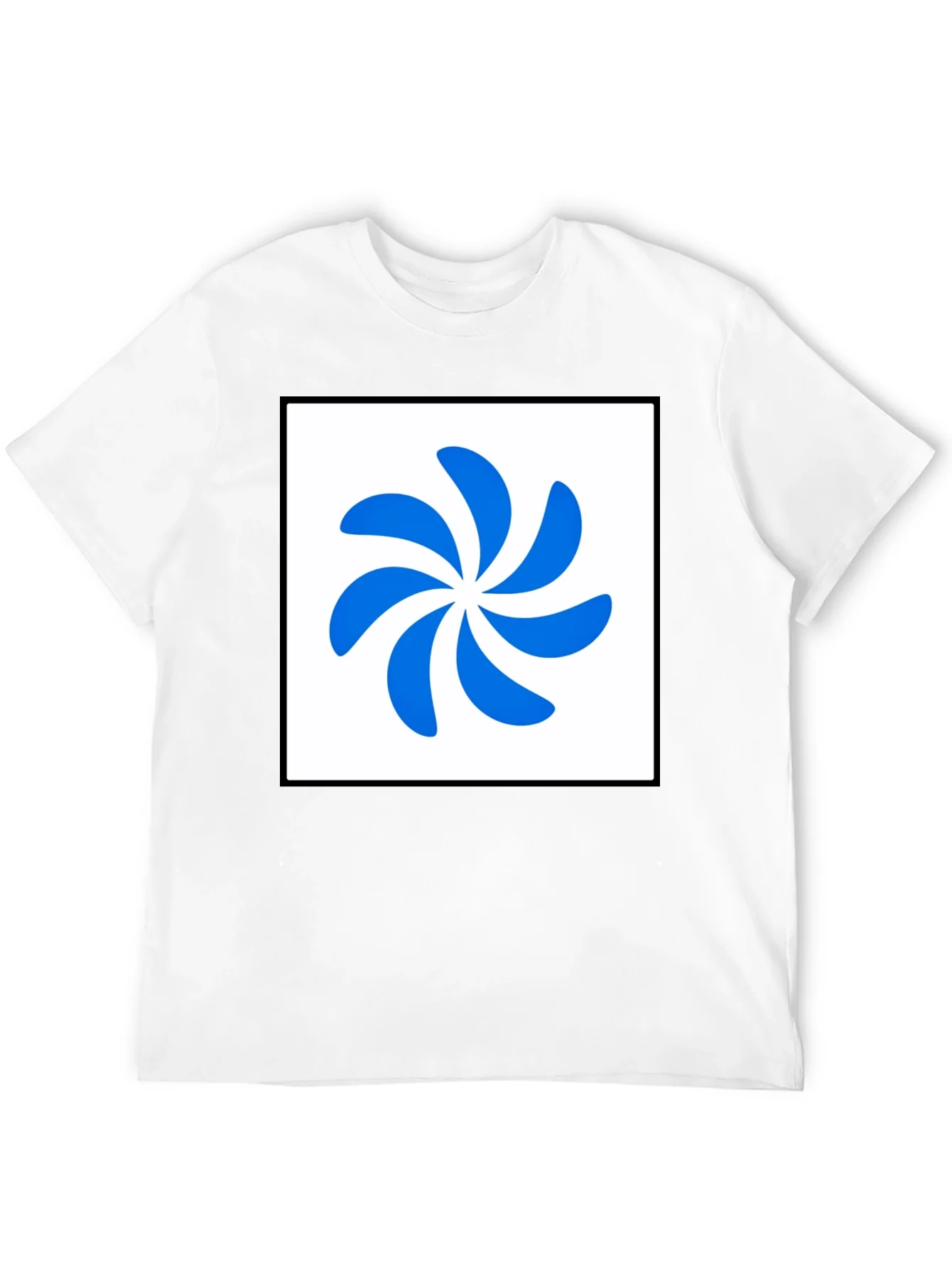 Stylish Black T-Shirt with Abstract Blue Swirl Design