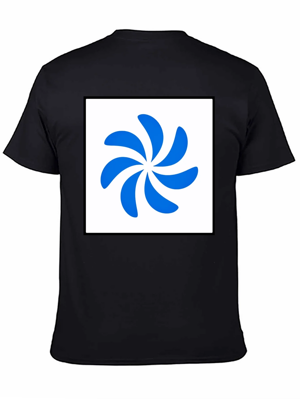 Stylish Black T-Shirt with Abstract Blue Swirl Design