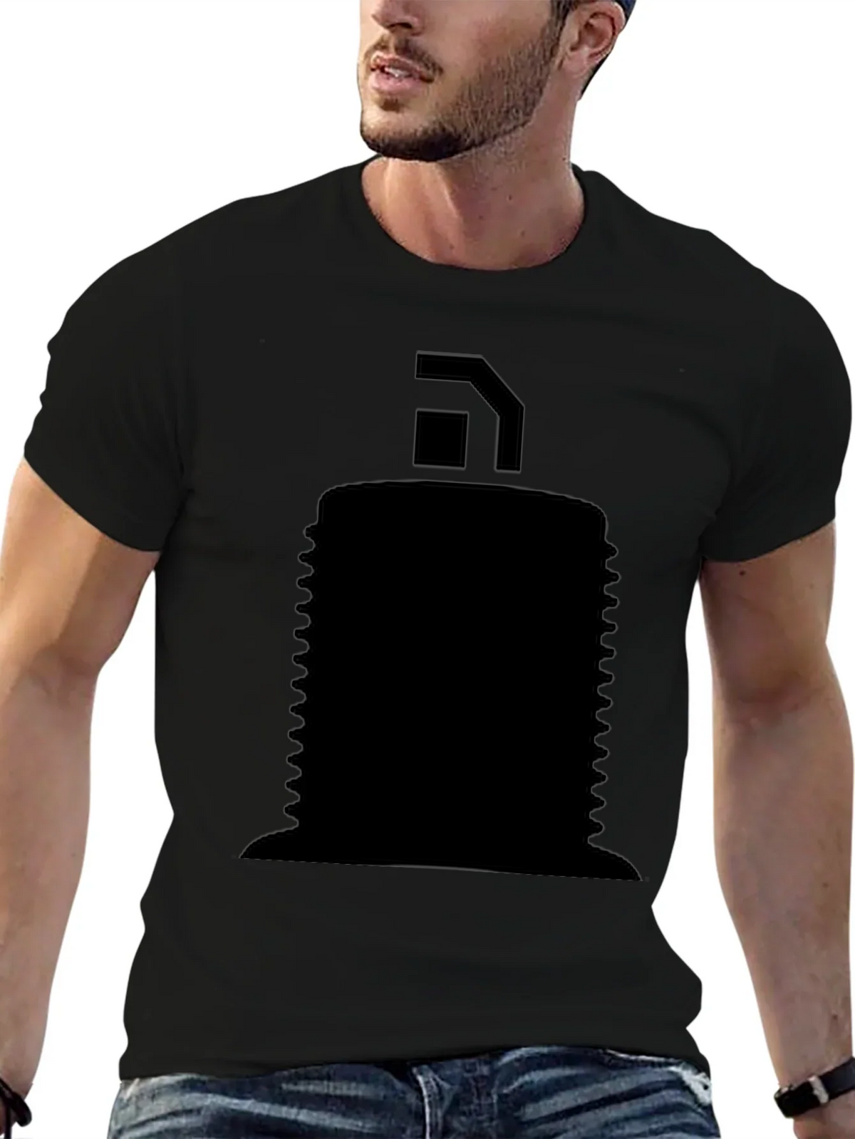 Mens Black Graphic T-Shirt - Abstract Design