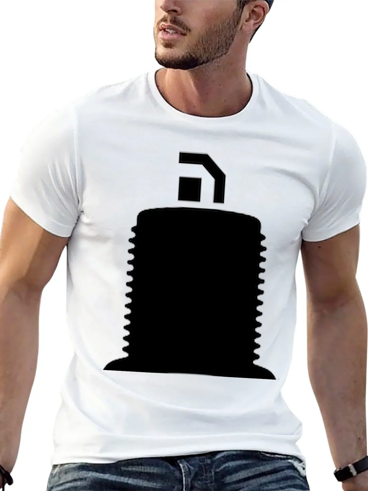 Mens Black Graphic T-Shirt - Abstract Design