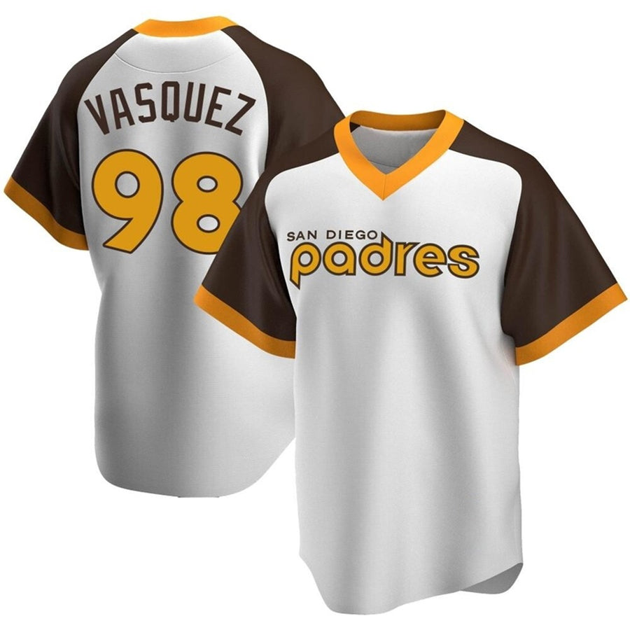 S.Diego Padres #98 Randy Vasquez Player Replica White Home Baseball Jerseys