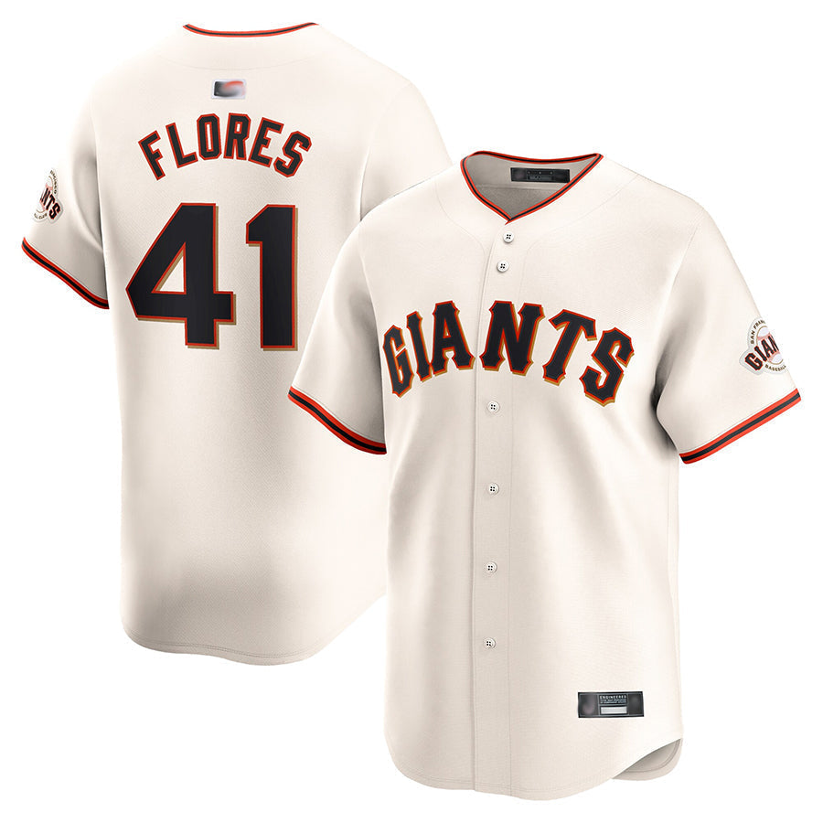 S.Francisco Giants #41 Wilmer Flores Player Cream Home Limited Baseball Jerseys